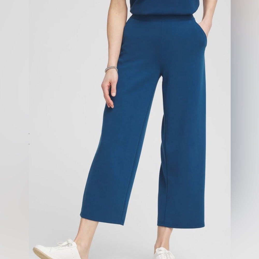 Chico's Zenergy Sueded Scuba Crop Pants Teal Blue NWT Size 3 XXL 16 18